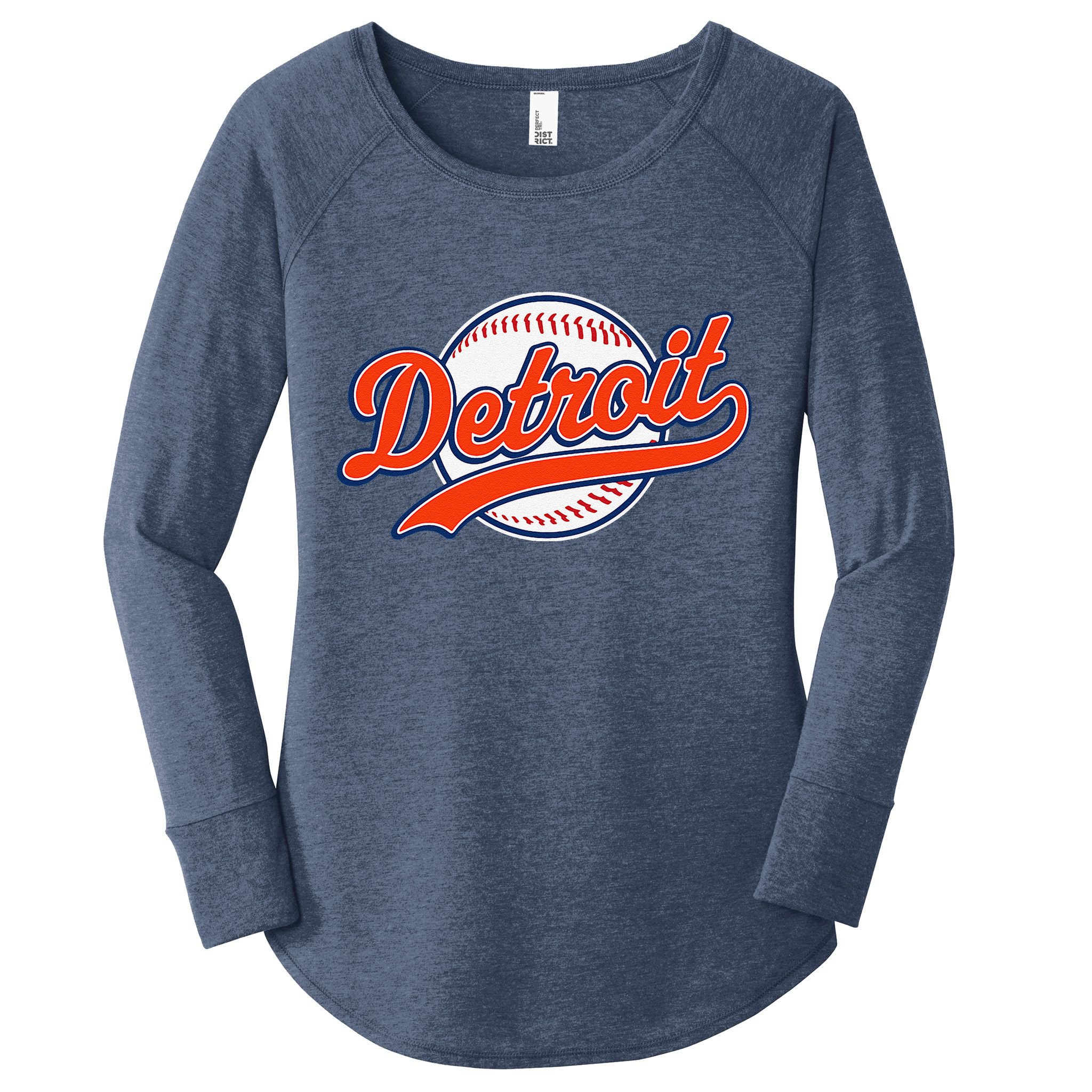 Detroit Vintage Baseball Throwback Retro Women's Perfect Tri Tunic Long Sleeve Shirt