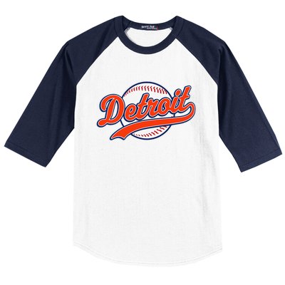 Detroit Vintage Baseball Throwback Retro Baseball Sleeve Shirt