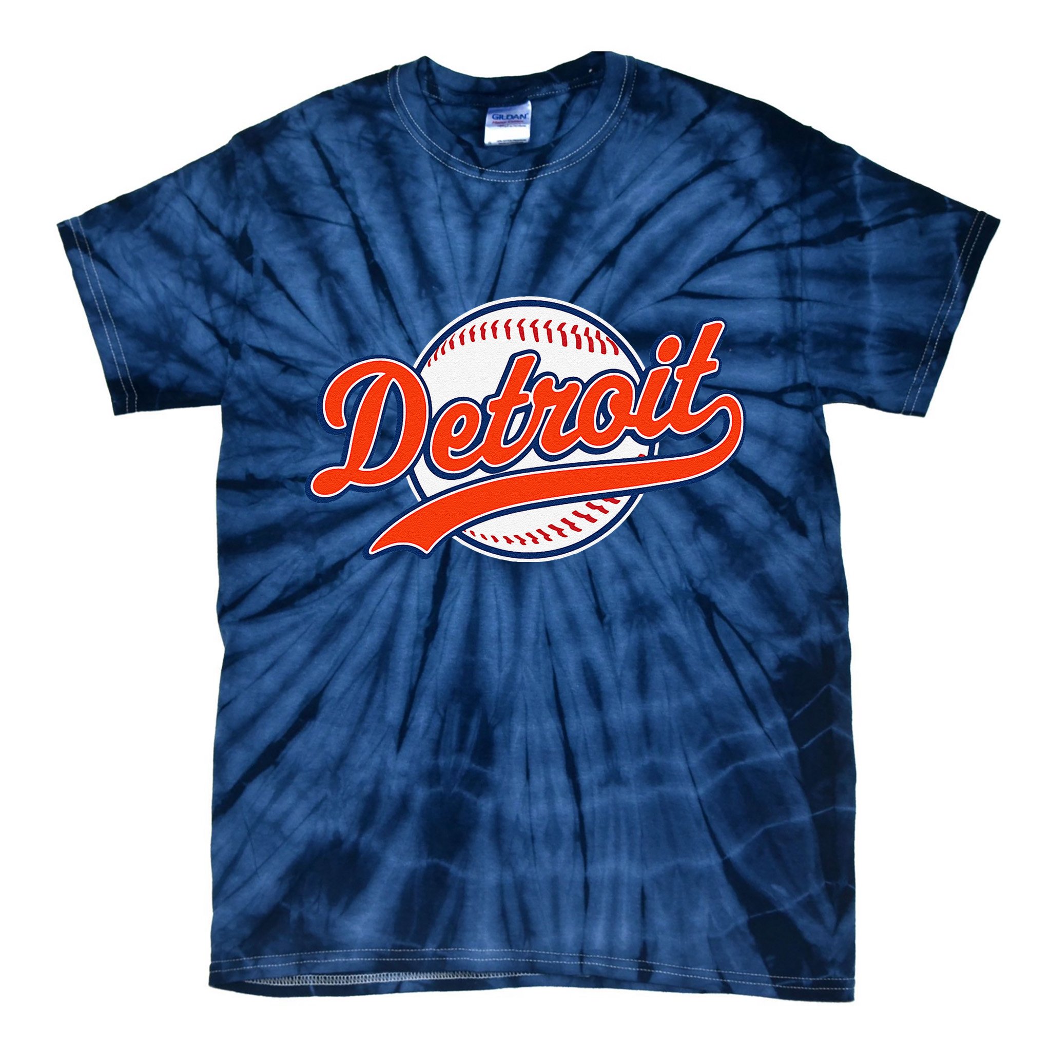 Detroit Vintage Baseball Throwback Retro Tie-Dye T-Shirt