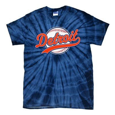 Detroit Vintage Baseball Throwback Retro Tie-Dye T-Shirt