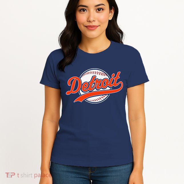 Detroit Vintage Baseball Throwback Retro Womens T-Shirt