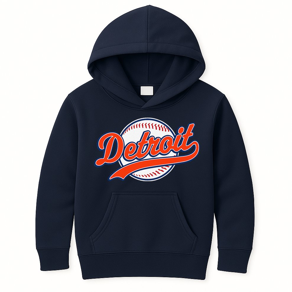 Detroit Vintage Baseball Throwback Retro Kids Hoodie