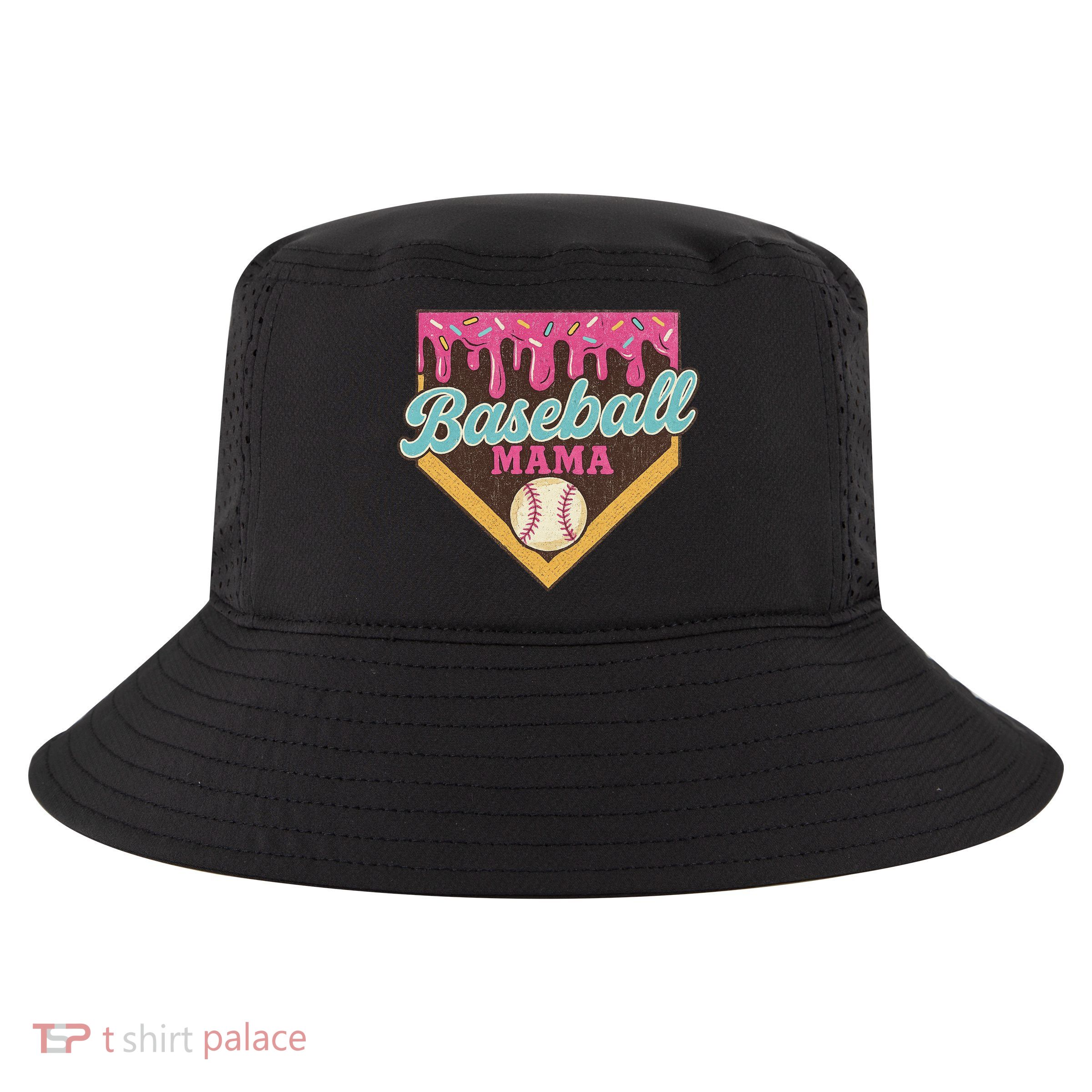 Distressed Vintage Baseball Mama Ice Cream Drip Cool Comfort Performance Bucket Hat