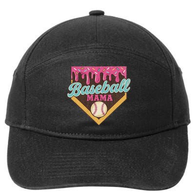 Distressed Vintage Baseball Mama Ice Cream Drip 7-Panel Snapback Hat