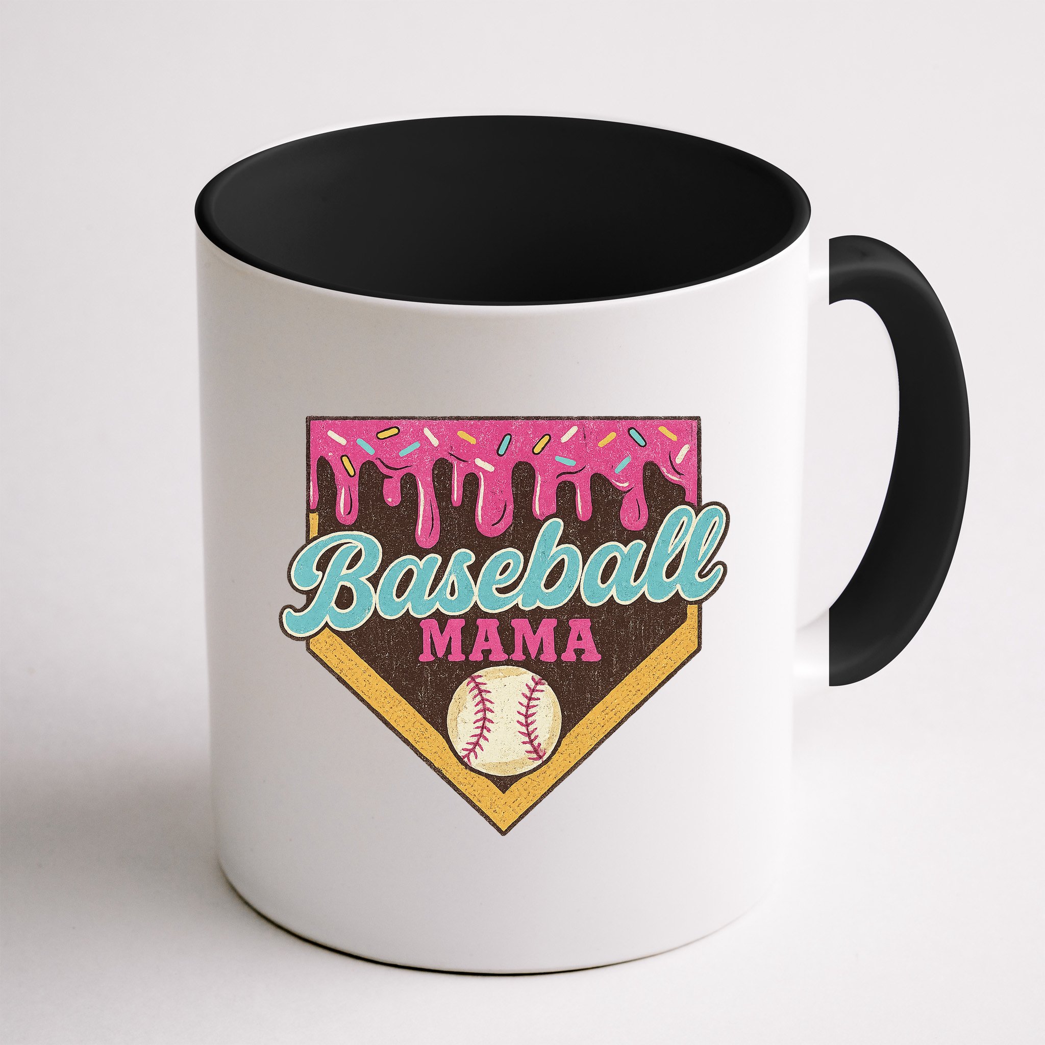 Distressed Vintage Baseball Mama Ice Cream Drip Mug