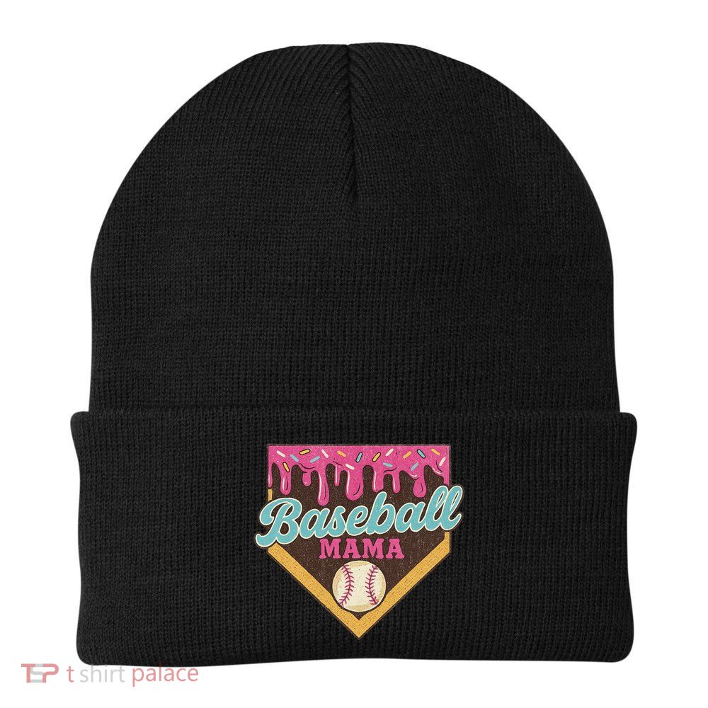 Distressed Vintage Baseball Mama Ice Cream Drip Beanie