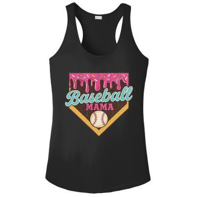 Distressed Vintage Baseball Mama Ice Cream Drip Ladies PosiCharge Competitor Racerback Tank