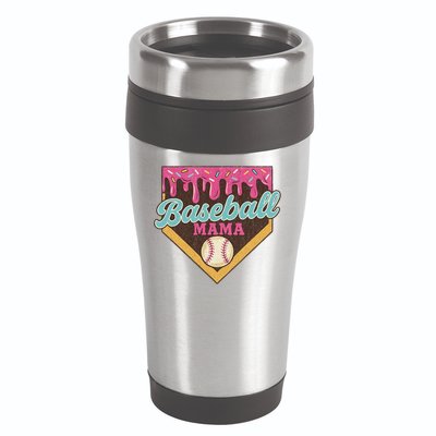 Distressed Vintage Baseball Mama Ice Cream Drip 16oz Travel Tumbler