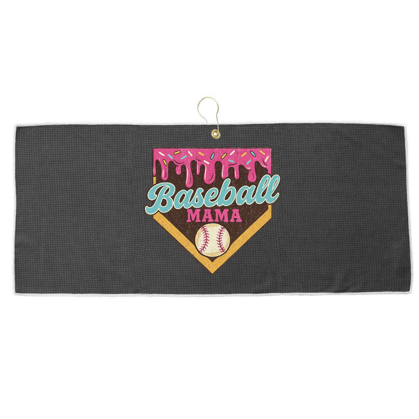 Distressed Vintage Baseball Mama Ice Cream Drip Large Microfiber Waffle Golf Towel