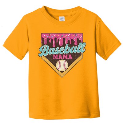 Distressed Vintage Baseball Mama Ice Cream Drip Toddler T-Shirt