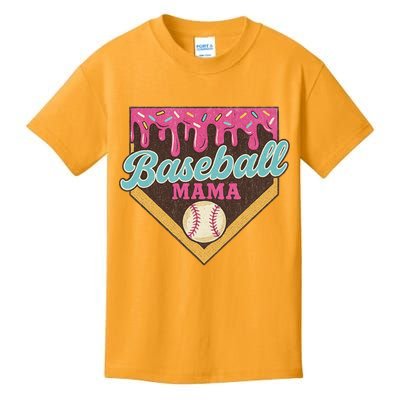 Distressed Vintage Baseball Mama Ice Cream Drip Kids T-Shirt
