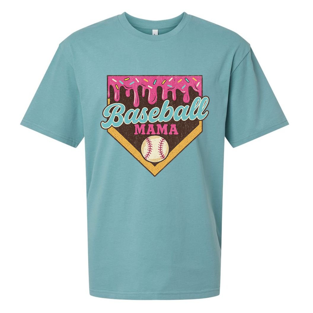 Distressed Vintage Baseball Mama Ice Cream Drip Sueded Cloud Jersey T-Shirt