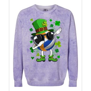 Dabbing Volleyball Ball Leprechaun St Patrick's Day Gift Colorblast Crewneck Sweatshirt