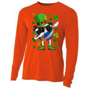 Dabbing Volleyball Ball Leprechaun St Patrick's Day Gift Cooling Performance Long Sleeve Crew