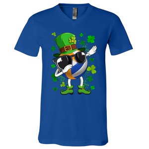 Dabbing Volleyball Ball Leprechaun St Patrick's Day Gift V-Neck T-Shirt