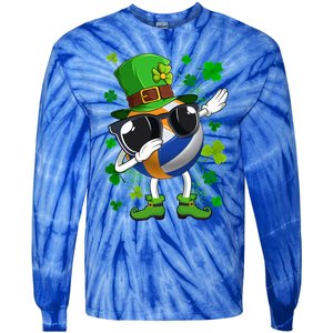 Dabbing Volleyball Ball Leprechaun St Patrick's Day Gift Tie-Dye Long Sleeve Shirt