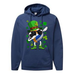 Dabbing Volleyball Ball Leprechaun St Patrick's Day Gift Performance Fleece Hoodie