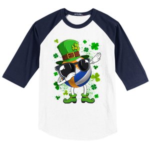 Dabbing Volleyball Ball Leprechaun St Patrick's Day Gift Baseball Sleeve Shirt