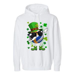 Dabbing Volleyball Ball Leprechaun St Patrick's Day Gift Garment-Dyed Fleece Hoodie