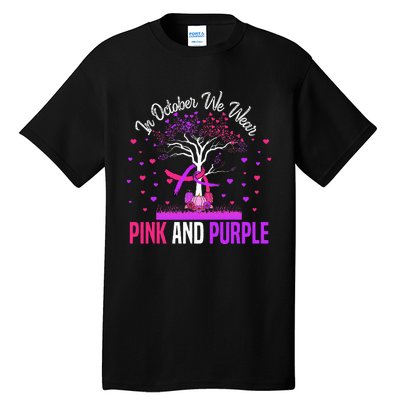 Domestic Violence Breast Cancer Awareness Month Ribbon Tree Tall T-Shirt