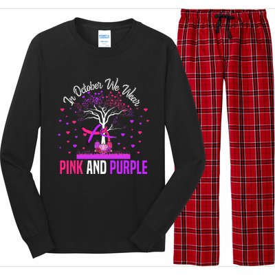 Domestic Violence Breast Cancer Awareness Month Ribbon Tree Long Sleeve Pajama Set