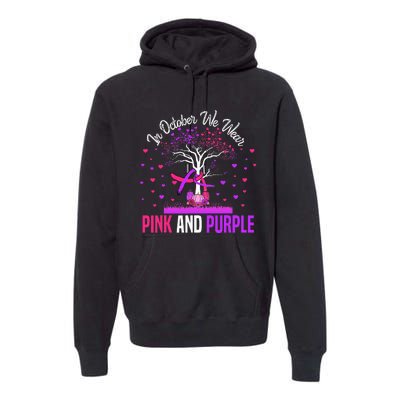 Domestic Violence Breast Cancer Awareness Month Ribbon Tree Premium Hoodie