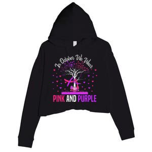 Domestic Violence Breast Cancer Awareness Month Ribbon Tree Crop Fleece Hoodie