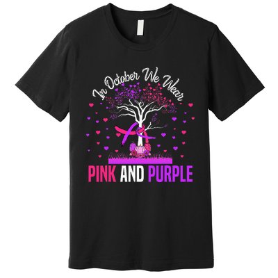 Domestic Violence Breast Cancer Awareness Month Ribbon Tree Premium T-Shirt