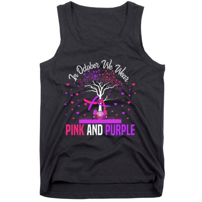 Domestic Violence Breast Cancer Awareness Month Ribbon Tree Tank Top