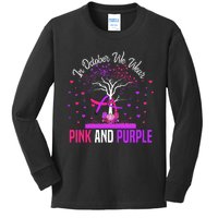 Domestic Violence Breast Cancer Awareness Month Ribbon Tree Kids Long Sleeve Shirt