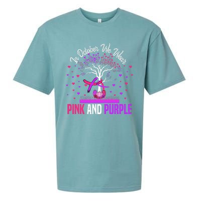 Domestic Violence Breast Cancer Awareness Month Ribbon Tree Sueded Cloud Jersey T-Shirt