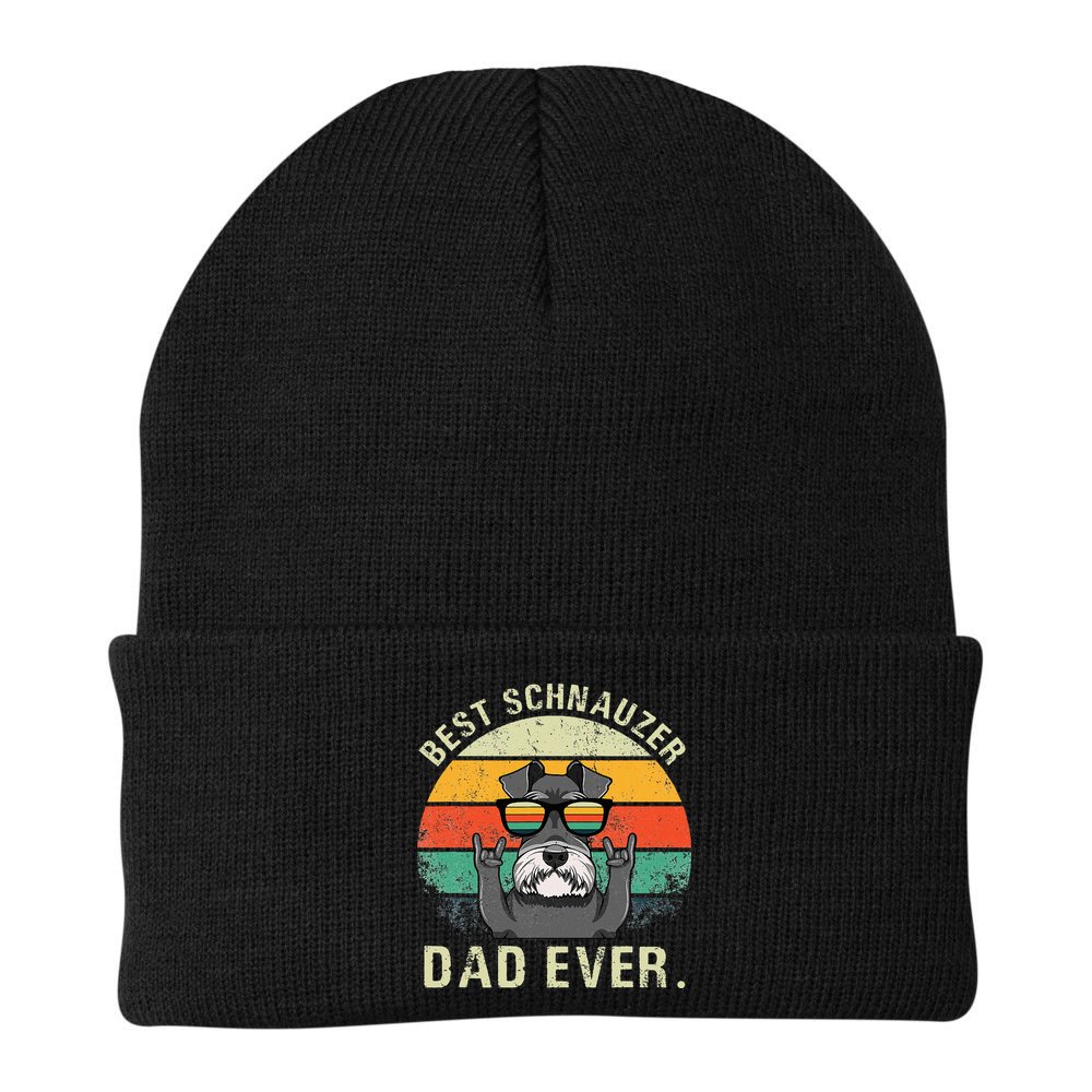 Dog Vintage Best Schnauzer Dad Ever Fathers Day Beanie