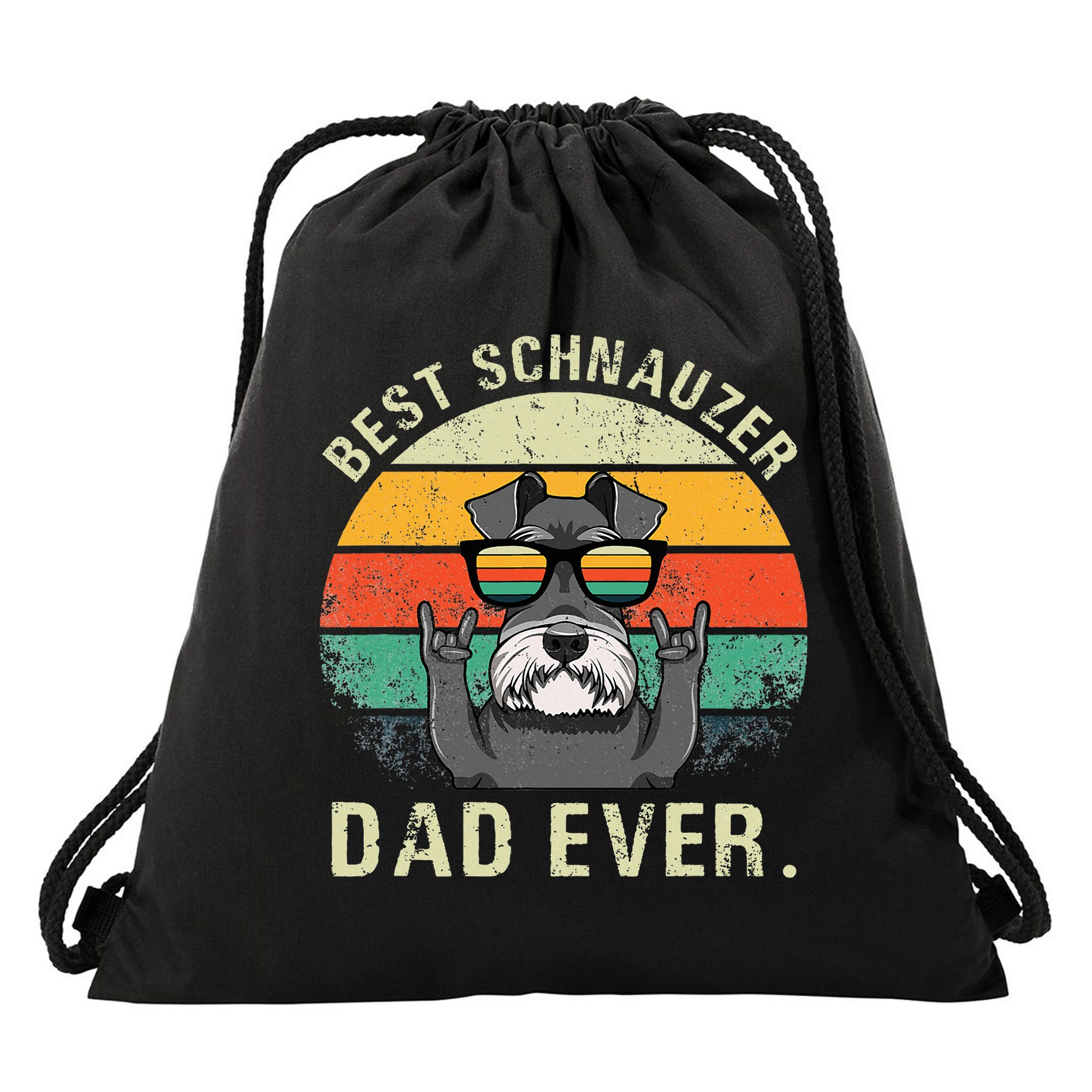 Dog Vintage Best Schnauzer Dad Ever Fathers Day Drawstring Bag