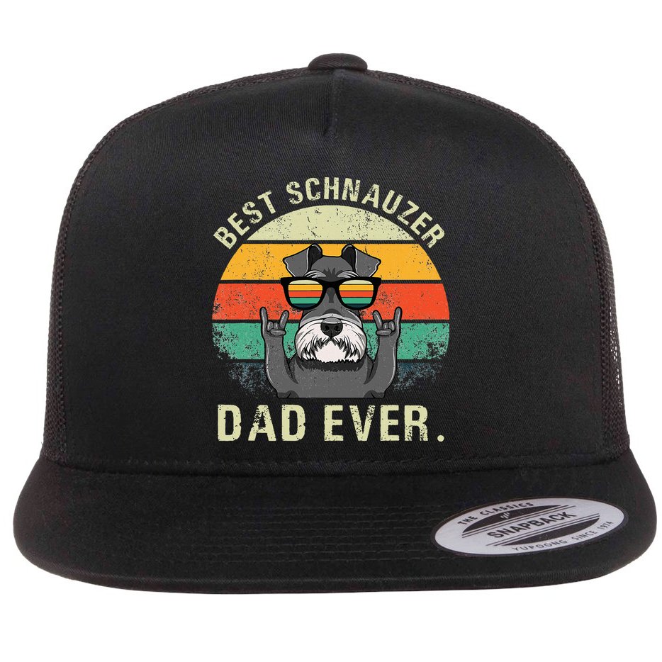 Dog Vintage Best Schnauzer Dad Ever Fathers Day Flat Bill Trucker Hat