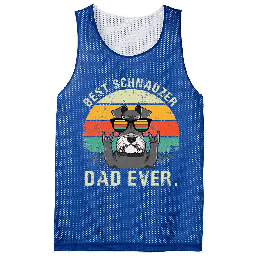 Dog Vintage Best Schnauzer Dad Ever Fathers Day Mesh Reversible Basketball Jersey Tank