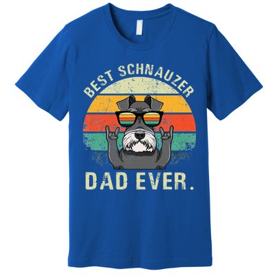 Dog Vintage Best Schnauzer Dad Ever Fathers Day Premium T-Shirt