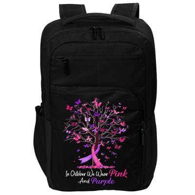 Domestic Violence Breast Cancer Awareness Month Ribbon Tree Impact Tech Backpack