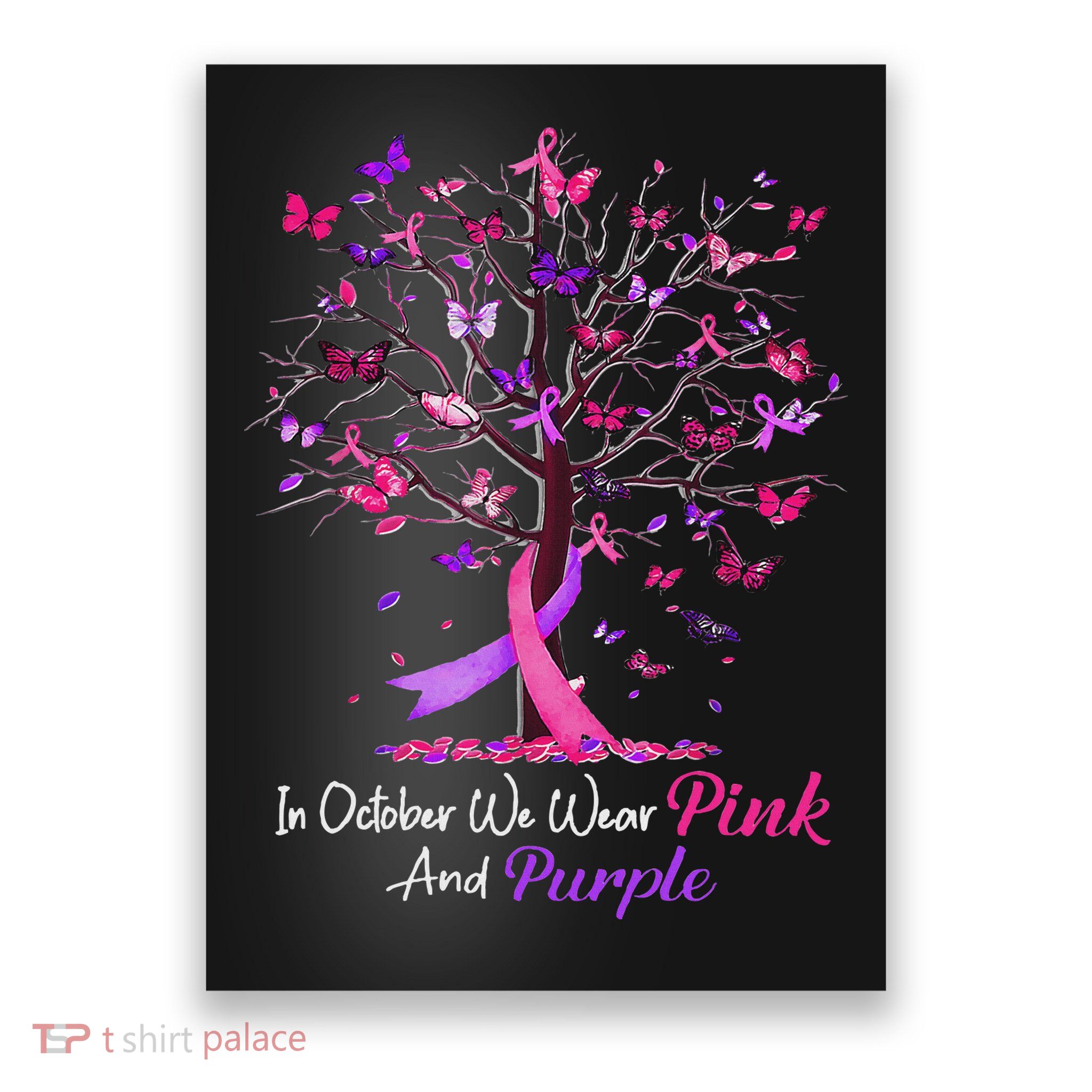 Domestic Violence Breast Cancer Awareness Month Ribbon Tree Poster