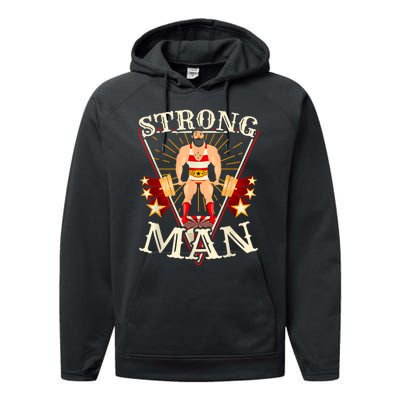 Deadlift Vintage Circus Strongman Costume Performance Fleece Hoodie