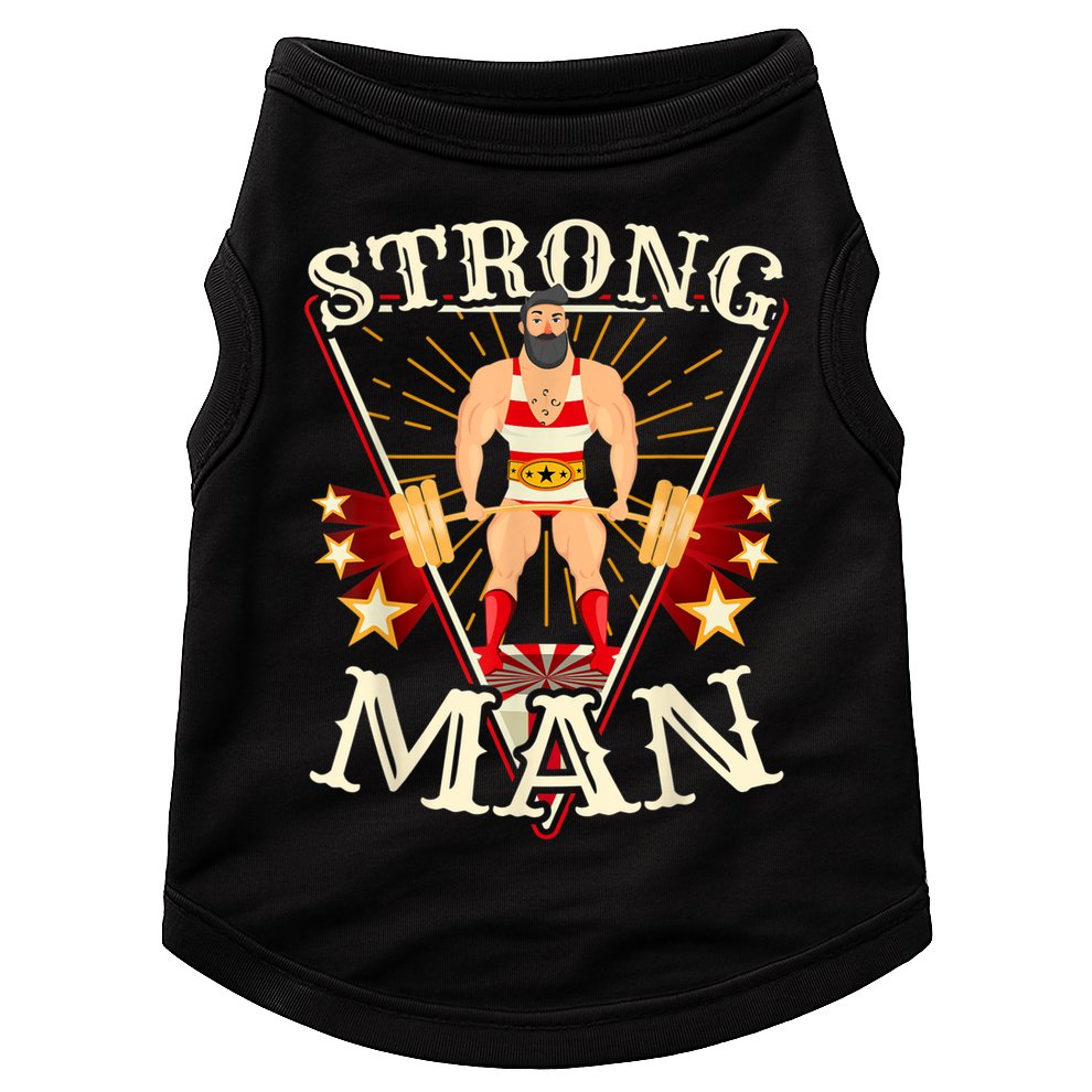 Deadlift Vintage Circus Strongman Costume Doggie Tank