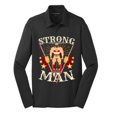 Deadlift Vintage Circus Strongman Costume Silk Touch Performance Long Sleeve Polo