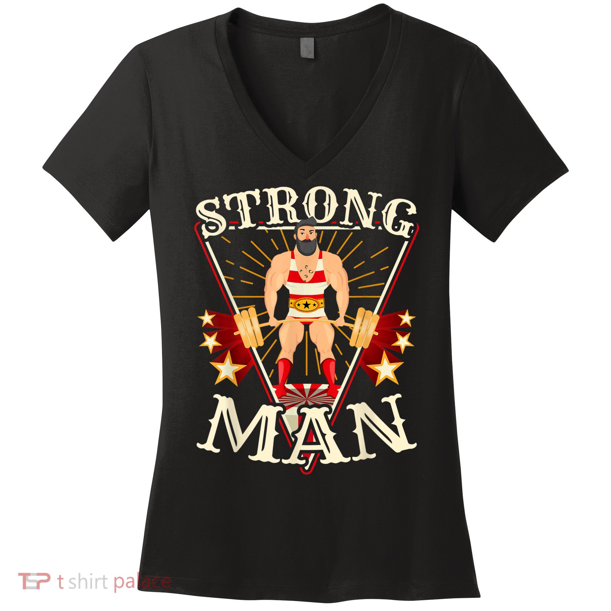Deadlift Vintage Circus Strongman Costume Women's V-Neck T-Shirt