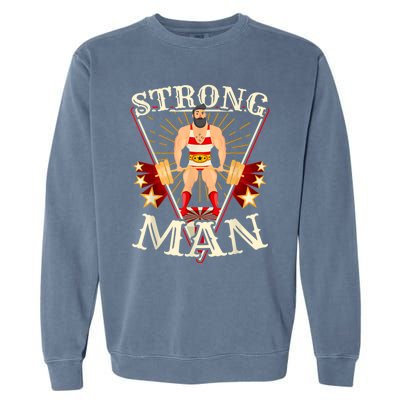 Deadlift Vintage Circus Strongman Costume Garment-Dyed Sweatshirt