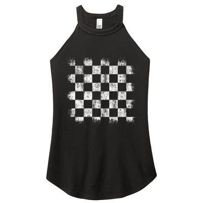 Distressed Vintage Chess Board Gamer Checkered Chess Player Women's Perfect Tri Rocker Tank