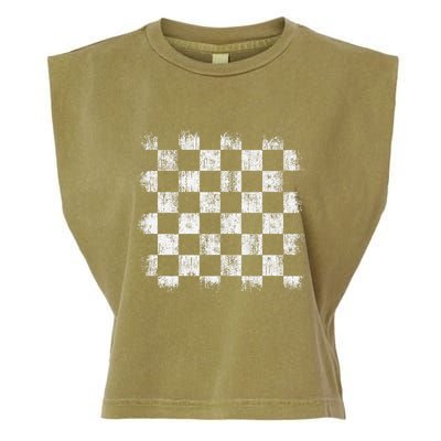 Distressed Vintage Chess Board Gamer Checkered Chess Player Garment-Dyed Women's Muscle Tee