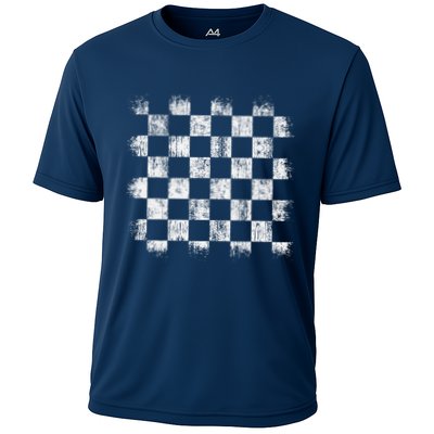 Distressed Vintage Chess Board Gamer Checkered Chess Player Performance Shirt