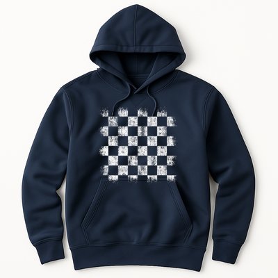 Distressed Vintage Chess Board Gamer Checkered Chess Player Hoodie