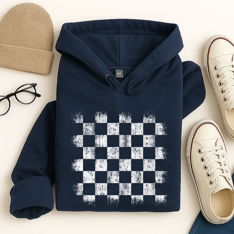Distressed Vintage Chess Board Gamer Checkered Chess Player Hoodie