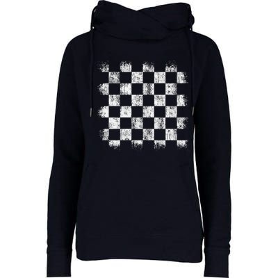 Distressed Vintage Chess Board Gamer Checkered Chess Player Womens Funnel Neck Pullover Hood