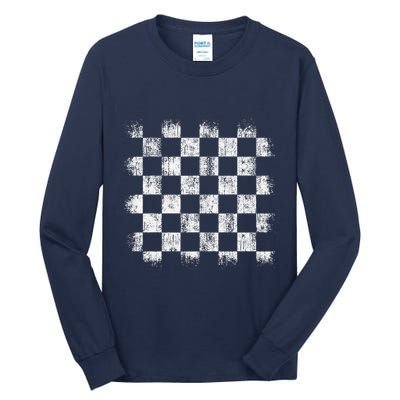 Distressed Vintage Chess Board Gamer Checkered Chess Player Tall Long Sleeve T-Shirt